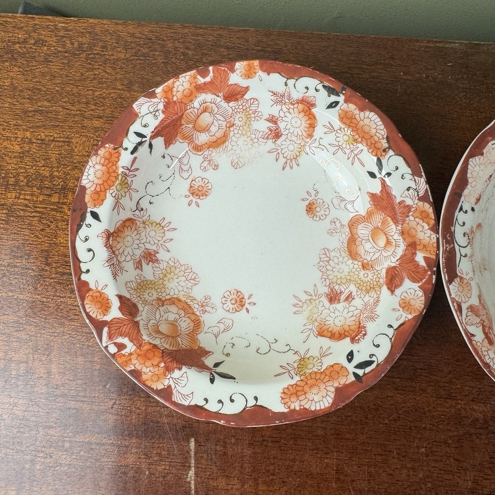 Set Of hand painted Japanese flower antique Bowls  5 1/2"